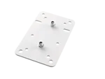 K&M speaker wall mount adapter plate 1 in white finish, front view showing mounting surface
