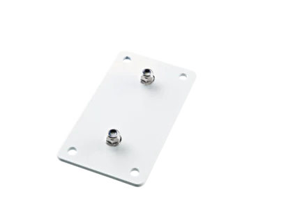 K&M speaker wall mount adapter plate 3 in black finish, front view showing mounting surface