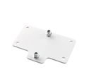 K&M speaker wall mount adapter plate 4 in white finish, front view showing mounting surface