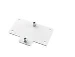 K&M speaker wall mount adapter plate 4 in white finish, front view showing mounting surface