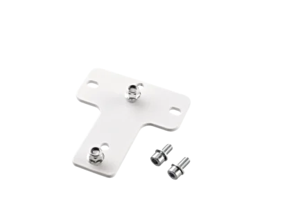 K&M speaker wall mount adapter plate 6 in black finish, front view showing mounting surface