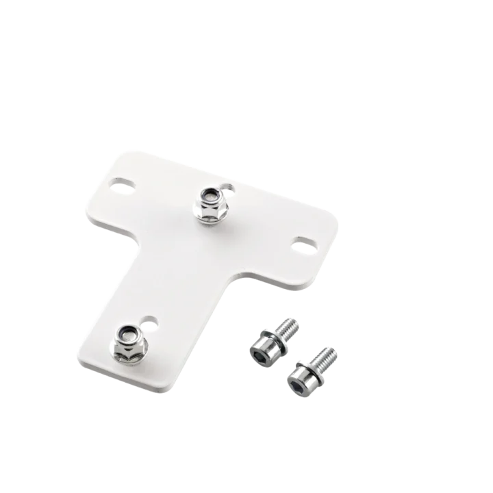 K&M speaker wall mount adapter plate 6 in white finish, front view showing mounting surface