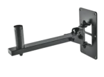 K&M Ring-Lock speaker wall mount in black with secure mounting hardware and adjustment controls