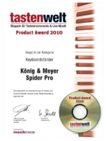 K&M Spider Pro anodized aluminum keyboard stand dimensional specifications and measurements diagram