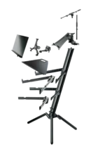 K&M Spider Pro black anodized keyboard stand dimensional specifications and measurements diagram