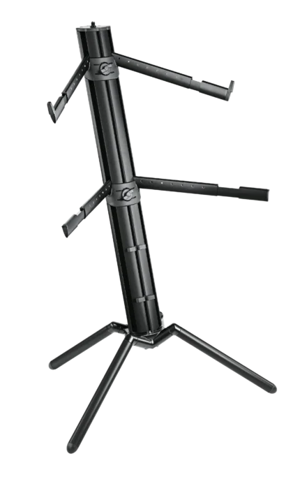 K&M Spider Pro black anodized keyboard stand with adjustable legs and professional construction