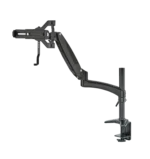 K&M tablet and PC holder with articulating arm mounted on stand showing practical studio application