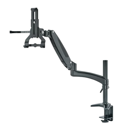 K&M tablet PC holder with flexible arm mount bundle in black finish