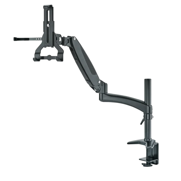 K&M tablet PC holder with flexible arm mount bundle in black finish