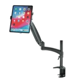 K&M tablet PC holder with adjustable arm bundle shown from side profile angle