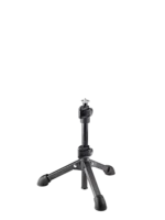 K&M tabletop microphone stand with 1/4 inch adapter, compact black design for studio recording