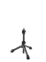 K&M tabletop microphone stand with 1/4 inch adapter, compact black design for studio recording