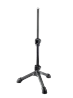 K&M tabletop microphone stand with 1/4 inch adapter, black finish, front view