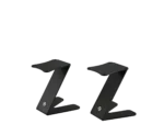 K&M tabletop monitor stands pair structured black finish front view