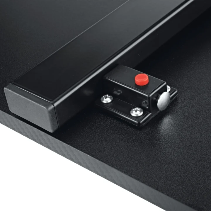 K&M tabletop stand rear panel showing mounting hardware and adjustment mechanisms for 18810 and 18820 models