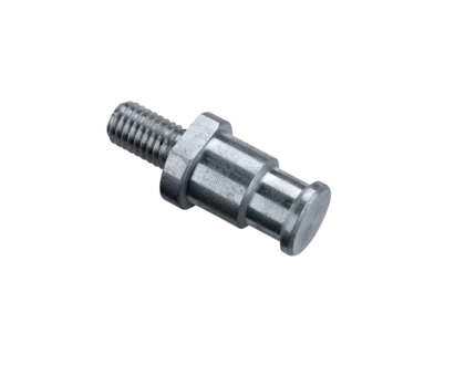 K&M TV-PIN black television monitor stand with adjustable height and tilt mechanism front view