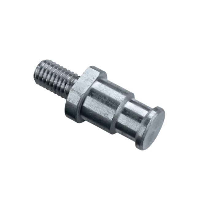 K&M TV-PIN black television monitor stand with adjustable height and tilt mechanism front view