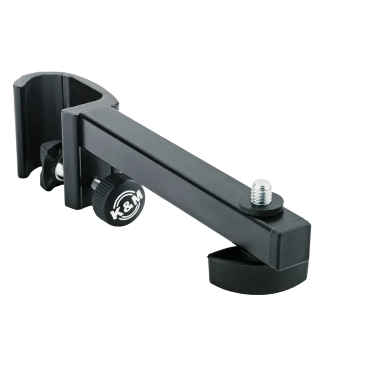 K&M universal clamping holder black metal clamp stand accessory front view