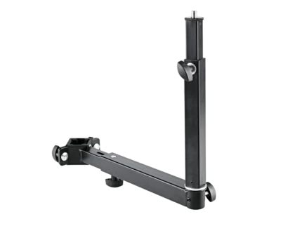 K&M universal holder black microphone stand adapter with mounting bracket front view