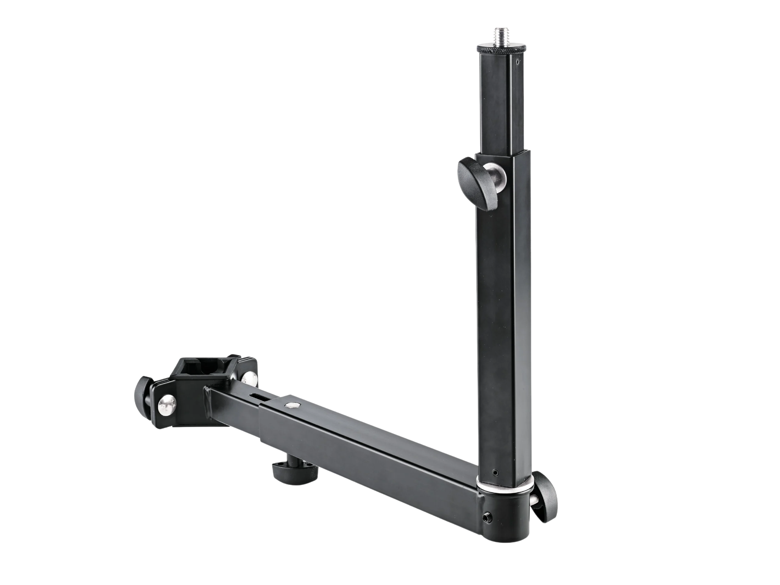 K&M Universal Holder Black Microphone Stand Accessory K&M universal holder black microphone stand adapter with mounting bracket front view