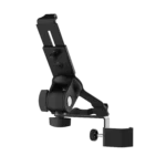 K&M universal clamp-on tablet holder biobased black close-up detail of clamping mechanism