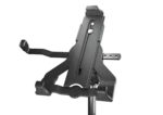 K&M universal tablet holder mounted on microphone stand with biobased black construction