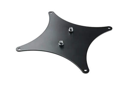 K&M Vesa Adapter black metal mounting bracket front view with adjustment holes