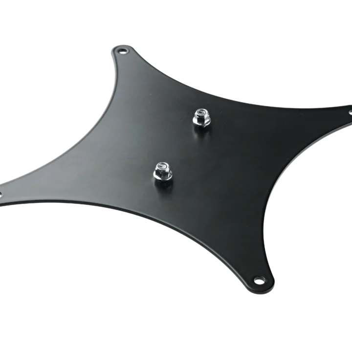 K&M Vesa Adapter black metal mounting bracket front view with adjustment holes