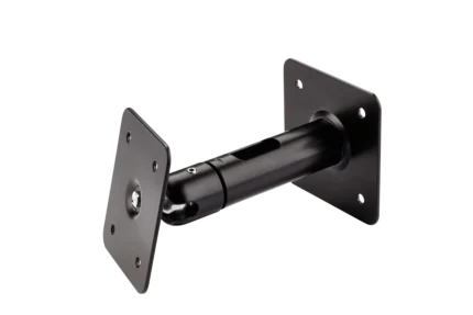 K&M black wall mount with 5/8 inch microphone threads, front view