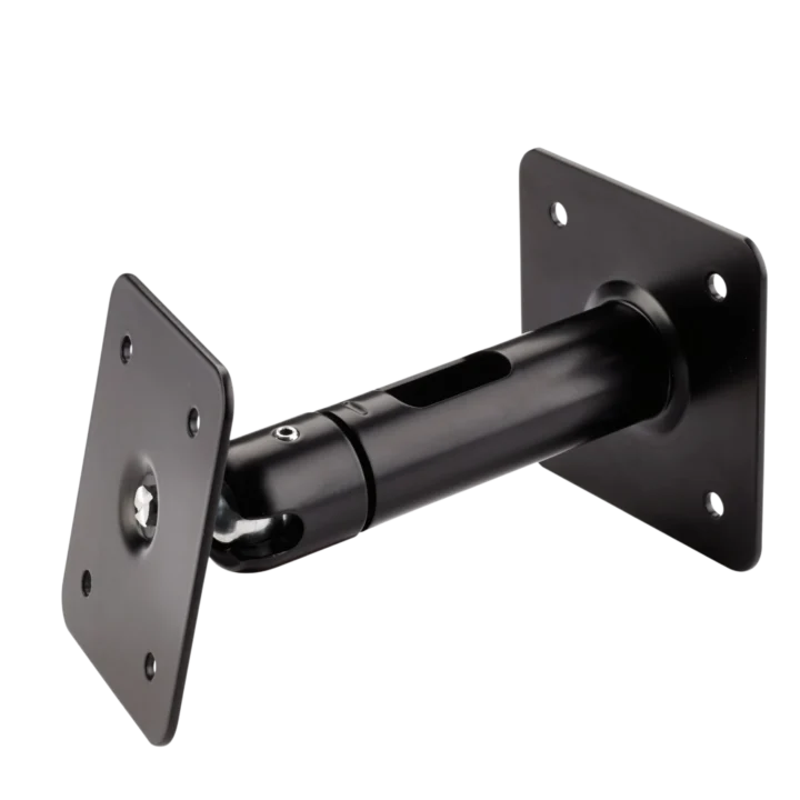 K&M black wall mount with 5/8 inch microphone threads, front view