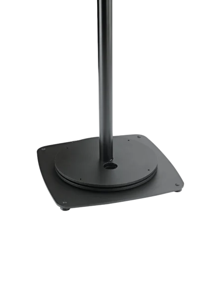 K&M 5 kilogram structured black weight plate for M20 microphone stand base, side profile view