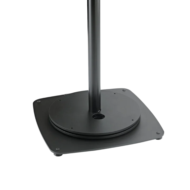 K&M 5 kilogram structured black weight plate for M20 microphone stand base, side profile view