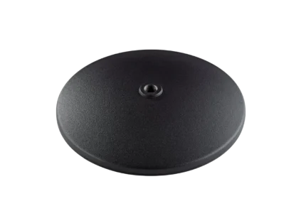 K&M heavy-duty 300mm cast microphone base with structured black finish and stable weighted design