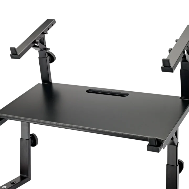 K&M black controller keyboard tray with mounting hardware and adjustment features