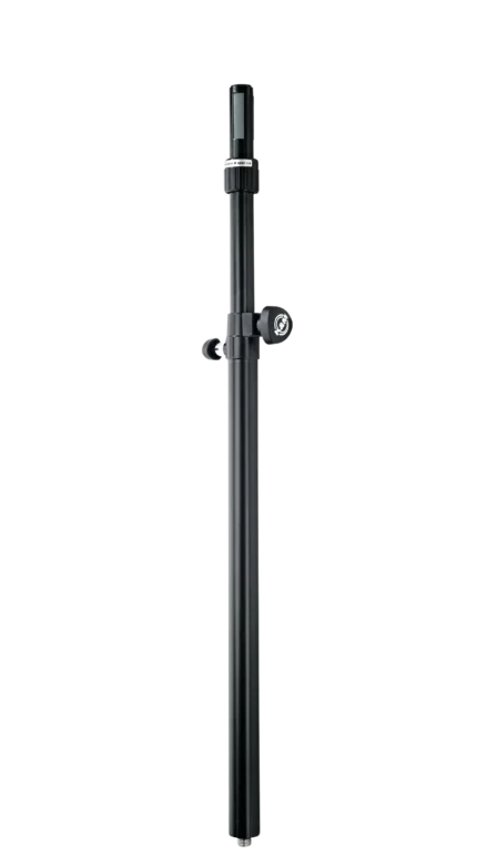 K&M distance rod black finish microphone stand extension accessory front view