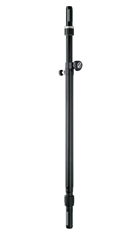 K&M distance rod with ring lock mechanism, black finish, top and bottom view