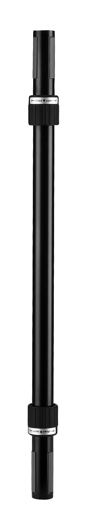 K&M distance rod with ring lock mechanism, black finish, top and bottom view