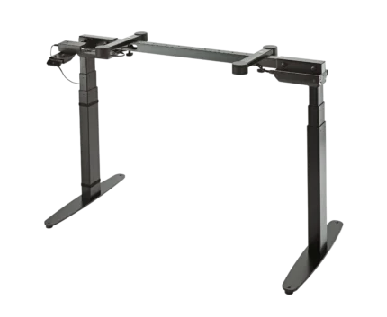 K&M electric keyboard stand black finish front view with adjustable height mechanism
