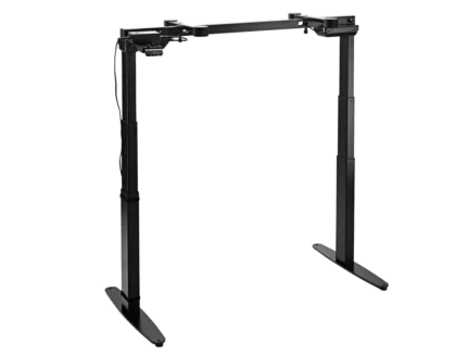 K&M electric keyboard stand in black supporting professional keyboard in home studio lifestyle setting