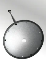 K&M Elegance One Hand adjustable microphone stand dimensional diagram showing height and base measurements