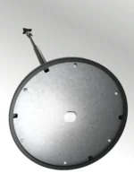 K&M Elegance One Hand adjustable microphone stand dimensional diagram showing height and base measurements