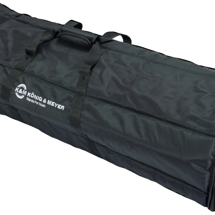 K&M heavy-duty carry case for microphone stands with protective padding and metal hardware