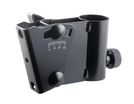 K&M incline speaker adapter black metal construction front angle view professional audio