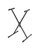 K&M keyboard stand black metal construction detail showing adjustment mechanism and stability features