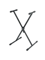 K&M keyboard stand black metal construction detail showing adjustment mechanism and stability features