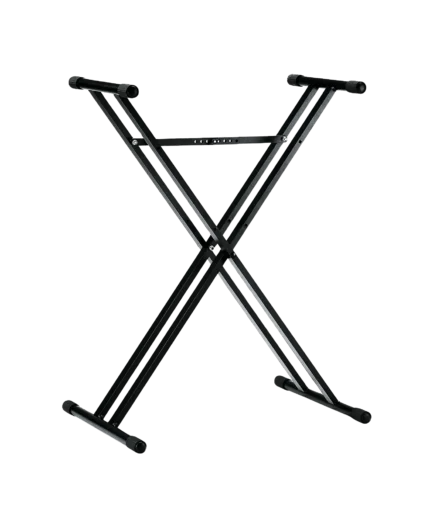 K&M black keyboard stand with adjustable height and sturdy metal frame construction