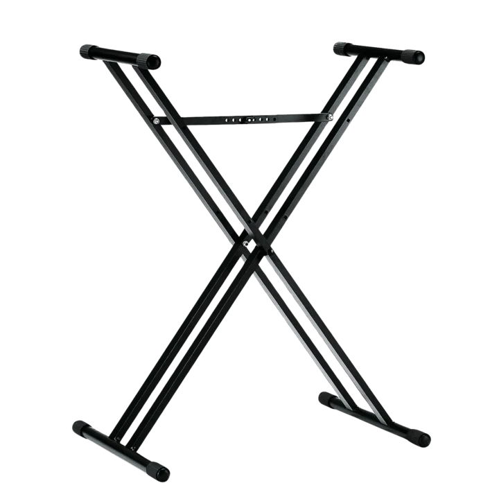 K&M black keyboard stand with adjustable height and sturdy metal frame construction