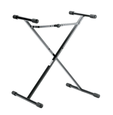 K&M keyboard stand for kids in black with adjustable height and sturdy base design