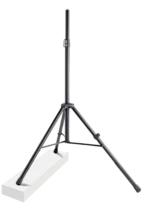 K&M leveling leg for speakers and lighting fixtures, dimensional diagram with measurements