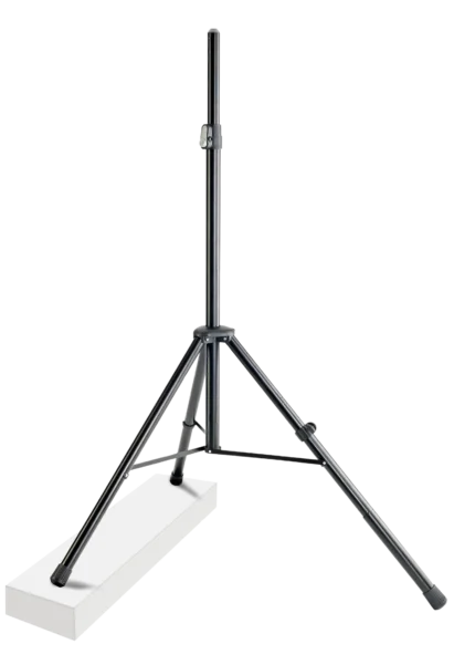 K&M leveling leg for speakers and lighting fixtures, dimensional diagram with measurements